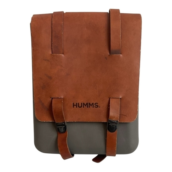 Backpack HUMMS Mammbo Backpack Grey Resin Brown Leather Backpack Unisex Backpack - Picture 2 of 7